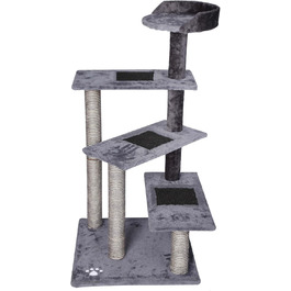 Wiltec Scratching Post 100 cm with Sisal in Beige/Brown, Cat Tree with 3 Sleeping Areas, Cat Scratching Post with Viewing Platform, 2-Color Cat Scratching Post (Grey, Light Grey)
