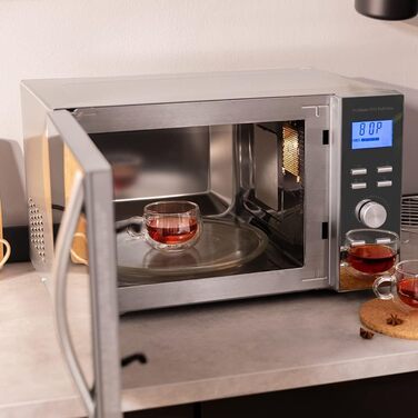 Мікрохвильова піч Cecotec Pro Clean 6110: 23 л, 800 Вт, гриль 1000 Вт, LED, нержавіюча сталь, чорно-сріблястий колір