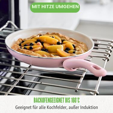 Набір кухонного посуду GreenLife Soft Grip з керамічним антипригарним покриттям, 16 предметів (сковорода, сотейник, каструлі), без PFAS, підходить для посудомийки та духовки, Рожевий