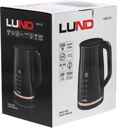 Електричний чайник LUND 2200 Вт, 1,7 л, чорний, з регулюванням температури 40-100°C
