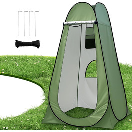 Charmofun Pop Up Camping Shower Tent with UV Protection - Portable Toilet & Changing Tent for Beach & Outdoor Use (Green)