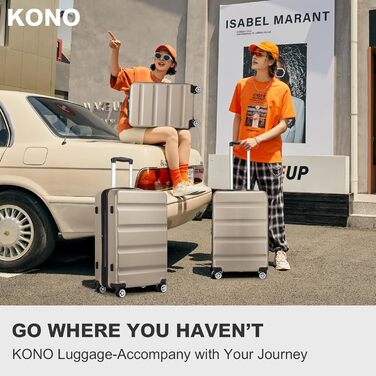 Набір валіз KONO 3 в 1: M, L, XL, розширюваний, з TSA-замком, з ABS+PC, золотий