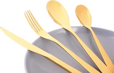 Otto Koenig 30-Piece Cutlery Set, Service for 6, Gold Stainless Steel Cutlery Set, Includes Knives, Forks, Spoons, and Coffee Spoons, High Quality, Modern Design, Dishwasher Safe, High Gloss Finish, Corrosion Resistant