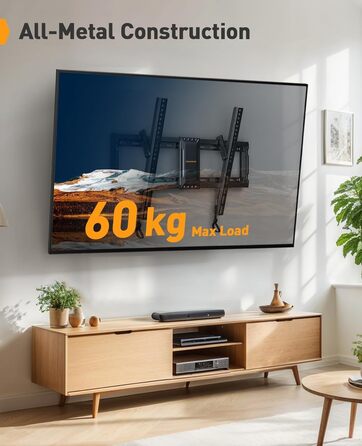 Настінне кріплення для телевізора Perlegear, похиле, 37-82 дюйми, LED/LCD/OLED/Plasma, VESA 600x400, до 60 кг