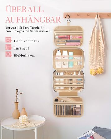 Водонепроникна косметичка для жінок HOTORKulturtasche з гачком – містка дорожня косметичка для подорожей, 29.0 x 23.0 x 8.5 см, чорна