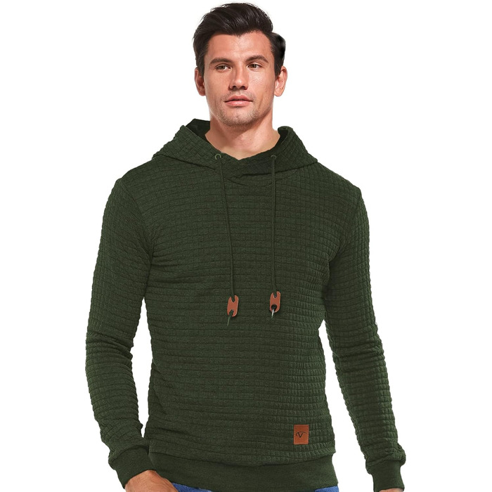 Чоловіча толстовка Tanozer з капюшоном, в клітинку, довгий рукав (XL, хакі)