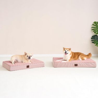 Ортопедичне ліжко для собак середніх порід EHEYCIGA 89x58x9 см, м'яке, миється, рожеве