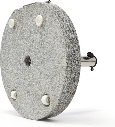 Nexos Parasol Stand Granite Round Grey with Reducing Rings Stainless Steel Sleeve Handle Wheels Ø 40 cm 20 kg For Umbrellas up to 2m