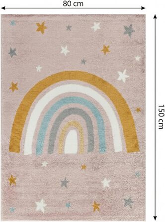 Дитячий килим Kinderteppich DOTS бежево-рожевий 80x150 см, Öko-Tex, для дівчаток в кімнату
