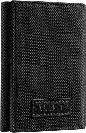 VULKIT Wallet for Men Small RFID Protection Card Holder Cash Wallet Trifold Cardholder Minimalist Card Case with Coin Pocket, Black
