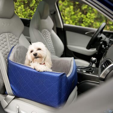Автокрісло для собак 2в1 | Універсальне автоліжко для собак та котів | Миється, штучна шкіра, плюш, 48x48 см, блакитне
