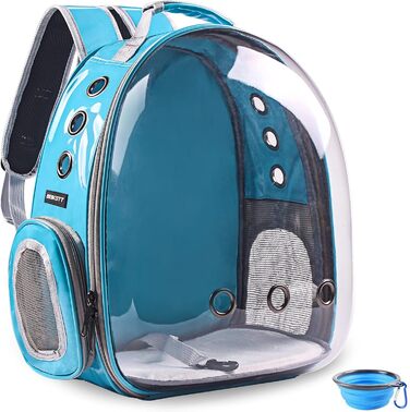 Рюкзак-переноска для котів та собак, рюкзак для тварин, рюкзак-капсула для подорожей, блакитний, з сіткою