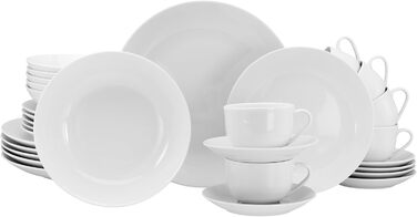 CreaTable Серія Luna Weiss: 12-Piece Dinner Set for 6, Porcelain, Dishwasher & Microwave Safe