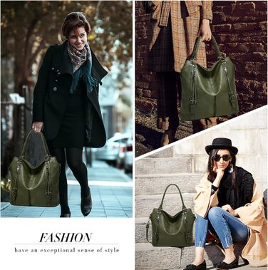 Сумка жіноча TANTOMI елегантна вінтажна, велика сумка-шопер через плече з м'якого матеріалу, знімний ремінець, темно-зелена