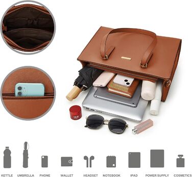 YTL Сумка жіноча шопер велика через плече 4 в 1, коричнева. Набір з гаманцем та картхолдером для офісу, школи, подорожей