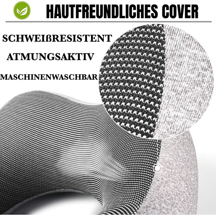 Подушка для шиї Wolke sieben з піною з пам'яті для подорожей (літак, авто) з маскою для сну та навушниками, сіра