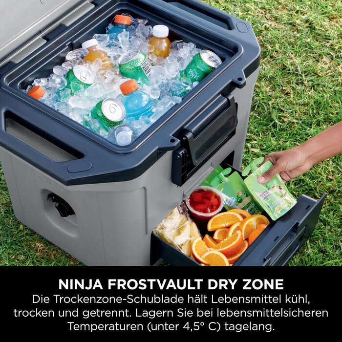 Ninja FrostVault Холодильник 28L, Преміум ізольована сумка-холодильник, зберігає лід до 6 днів, вбудований лоток для сухого льоду з температурою холодильника, вміщує 48 банок, Cloud White FB131EUWH, білий (сірий)