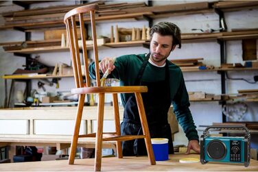 Радіоприймач Medion E66877 DAB+ Baustellenradio: Bluetooth 5.0, DAB+, UKW, LED-ліхтар, акумулятор/мережа, водонепроникний (IP44), синій