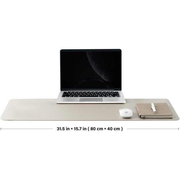 Підкладка для столу Leder-Schreibtischunterlage з PU-шкіри, килимок для миші, 80x40 см, світло-сірий - для офісу та дому