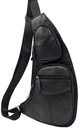 Чорна сумка через плече Sport Nylon для чоловіків та жінок: кросбоді, фанша, нагрудна, для подорожей, школи, бізнесу, ноутбука, велосипеда, туризму, кемпінгу, рюкзак-день, чорна (#02schwarz)