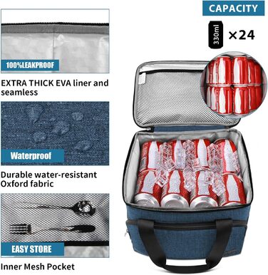 Термосумка Lubardy 15L сірого кольору: велика, складана, водонепроникна, для пікніків та обідів