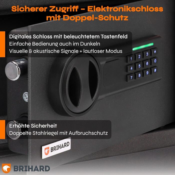 Сейф цифровий LCD для дому та офісу сталевий 20л (25x35x25 см) з вогнестійкою кишенею для документів, грошей та цінностей