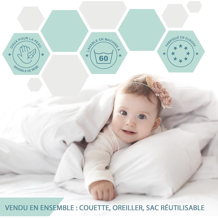 FAM' Home Baby Duvet and Pillow Set Cheeky Fox, Children's Duvet 100 x 135 and 40x60 cm Pillow | Oeko-Tex Standard 100 Certified | Anti-allergy Option | Suitable for 70x140 cm beds, 100 x 135 cm and 40x60 cm all-season duvet