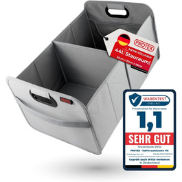 PROTEX Trunk Organizer [2024 Test Winner] 70 L Cooler Bag - Foldable Trunk Bag with Lid - XXL Trunk Box with Heat & Cold Insulation - Practical & Waterproof (grey) (44l Grey)