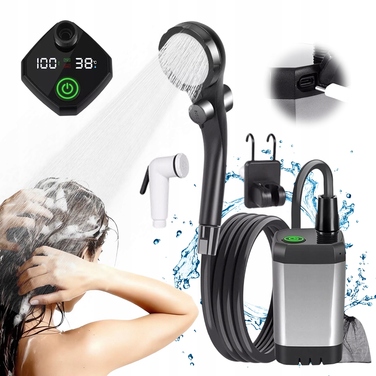Душ з інтелектуальним дисплеєм, акумулятор 6000 мАг, сірий колір
