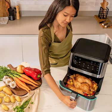 Cecotec Oil-Free Hot Air Fryer 8 L Cecofry Supreme 8000 Air Fryer. 1800 W, Touchscreen, 30º-200 ºC, 10 preset modes, preheating function, alarm, stainless steel finish