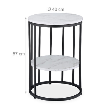 Relaxdays Side Table with Marble Look