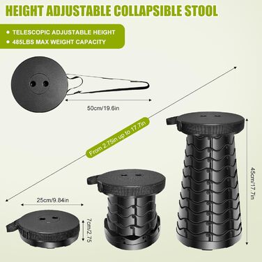 Зручний складаний стільчик з подушкою та тримачем для напоїв, телескопічний, вантажопідйомність 220 кг, легкий, стабільний, регульована висота, для відпочинку на природі та вдома