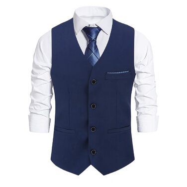 Чоловічий класичний жилет Athemen Slim Fit з V-подібним вирізом для костюма, бізнес-стиль та весіль (3XL, синій #922)