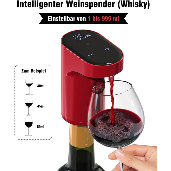 Electric Wine Decanter, Aerator, Dispenser, Pourer, Whisky Liqueur Pump, Funny, Unique, Birthday Gift, Men, Women, Mom, Dad, Boss, Brother, Husband (Red)
