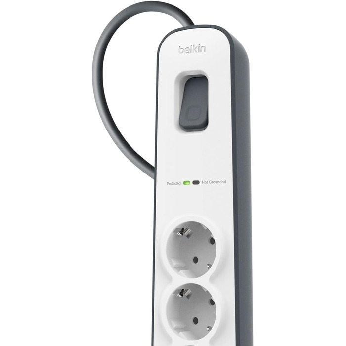Мережевий фільтр Belkin з захистом від перенапруги, 6 розеток, 2 м кабель, 650 Дж, для дому та офісу