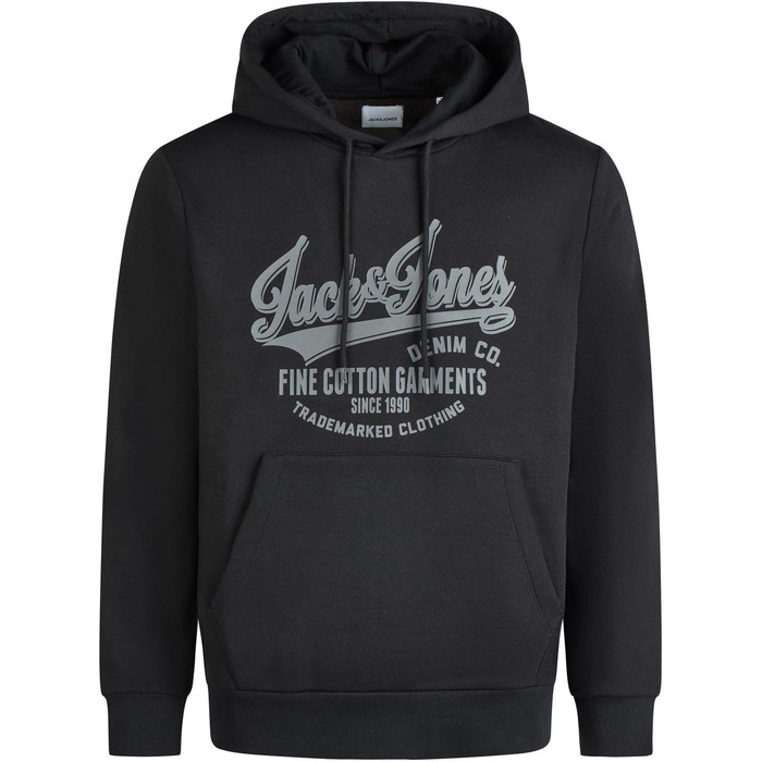 Чоловічий худі Jack & Jones Regular Fit JJEADRIAN з принтом, чорний (розмір 8XL)