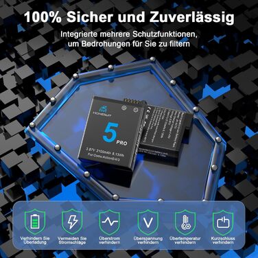 Набір акумуляторів та зарядного пристрою для DJI Osmo Action 4/3: 2x акумулятор 1800mAh + Dual USB LED зарядний пристрій