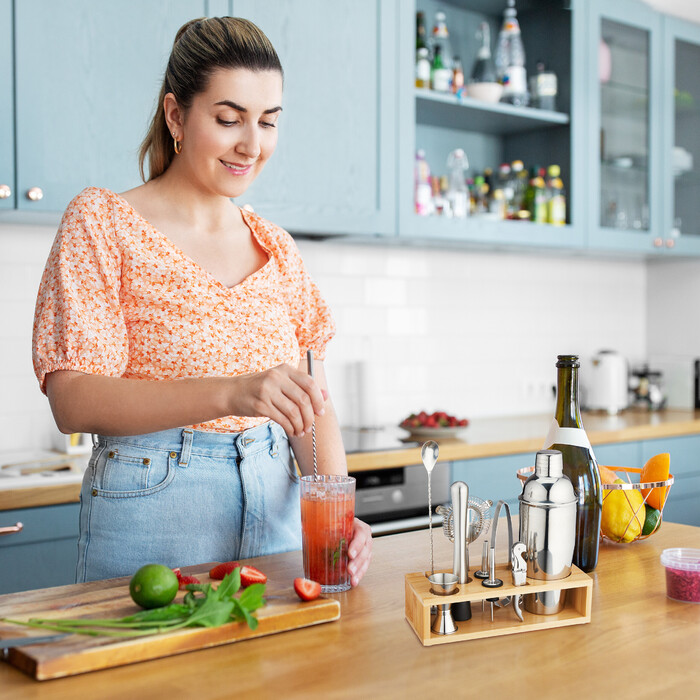 Relaxdays 10-Piece Cocktail Set with Stand