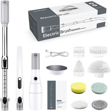 Електрична щітка для прибирання: 8 насадок, 2 швидкості, 550 RPM - для ванної, плитки, скла