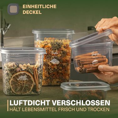 Герметичні контейнери для зберігання продуктів | Набір 25 контейнерів | Без BPA | Для каші, борошна, цукру | Практичні контейнери для кухні (Peggy)