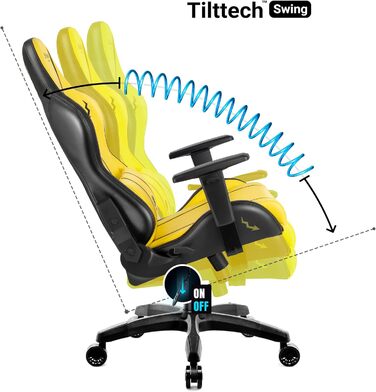 Ігрове крісло Diablo X-One 2.0 Electric Yellow L, ергономічне, регульовані підлокітники, подушки для шиї та попереку