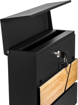 Поштова скринька Verda з газетницею, антрацит RAL 7016, срібло, 37x37x11 см, 2 ключі, монтажний комплект. Дизайнерська настінна поштова скринька