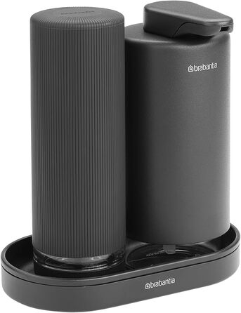 Brabantia Набір дозаторів для мила та миючих засобів 2х200 мл, металевий, сірий Infinite Grey з піддоном