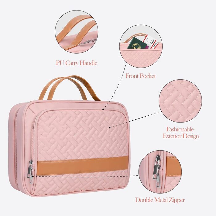 Складана дорожня косметичка IDEATECH, водонепроникна, для чоловіків та жінок, з петлею для підвішування (251-рожевий)