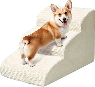 Сходинка для собак Niubya, 62 см, для котів та собак, для літніх та поранених тварин, знімний чохол та щільний пінополіуретан (Сірий, 5 сходинок)