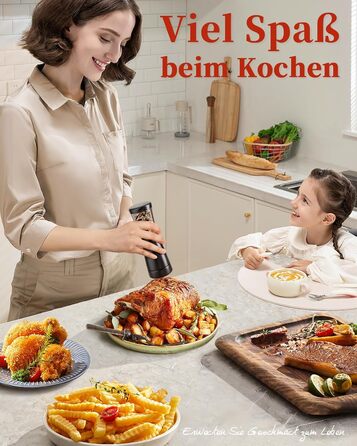 Електричні мельниці для солі та перцю 2 шт. з нержавіючої сталі, акумуляторні, з LED-підсвічуванням, регульоване керамічне подрібнення, щітка для чищення