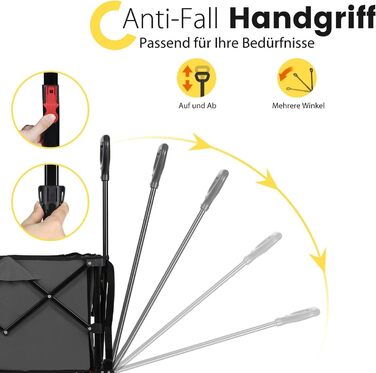 Bollerwagen Sekey XXXL: Складна вантажна платформа з великим об'ємом 150л, 200кг вантажопідйомністю, широкі колеса для бездоріжжя, антрацит