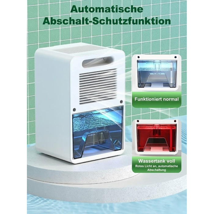 Електричний осушувач повітря 1800 мл, енергозберігаючий, для спальні та ванної кімнати, 22,5W, тихий режим, таймер, автовимкнення (550 мл/день)