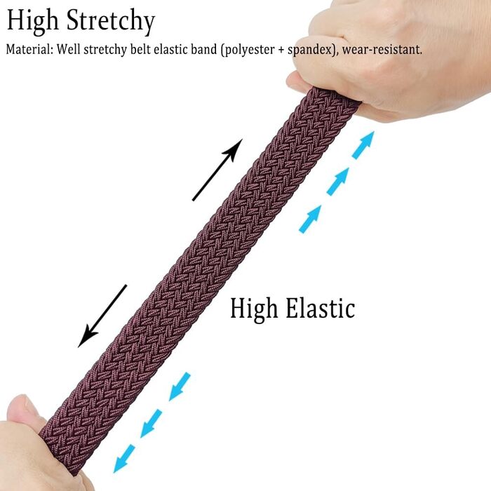 Еластичний жіночий/дівчачий ремінь 2.5 см, плетіння, для джинсів та суконь, 2 шт. (Чорний/Кава, M/91/96 см)