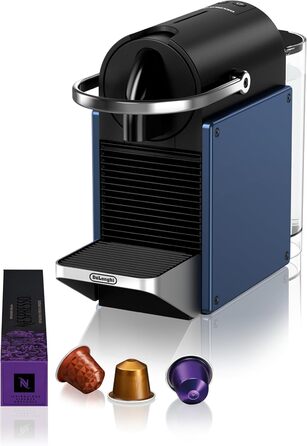 Кавомашина капсульна Nespresso De'Longhi Pixie EN127.BL, 19 бар, 1260Вт, компактна, синя/чорна, ECO-режим